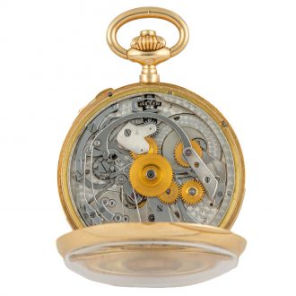 Swiss gold watch with two independent chronographs Circa 1895