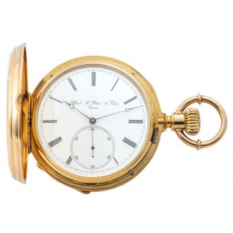 Swiss gold hunting cased chronometer pocket watch Circa 1880 Swiss gold hunting cased chronometer pocket watch Circa 1880