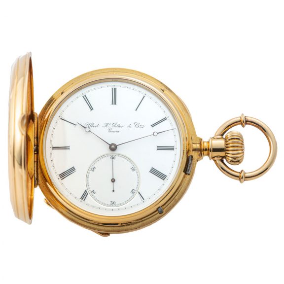 Swiss gold hunting cased chronometer pocket watch Circa 1880 Swiss gold hunting cased chronometer pocket watch Circa 1880