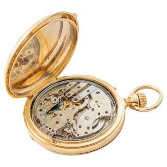 Swiss 18K gold quarter repeating hunting cased pocket watch Circa 1855