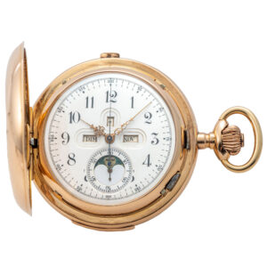 Swiss gold repeater with moon phases and chronograph Circa 1895