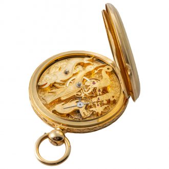 Very fine Swiss gold hunter with engraved coat of arms Circa 1855