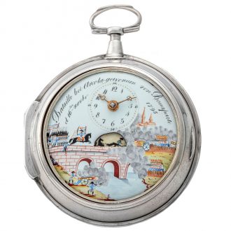 Swiss silver automaton depicting the battle of Arcola Circa 1796