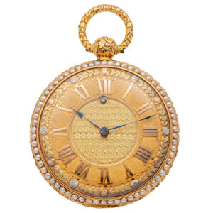 English gold and enamel pearl set pocket watch Circa 1820