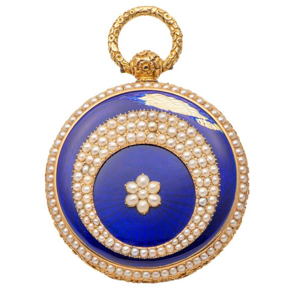 English gold and enamel pearl set pocket watch Circa 1820 English gold and enamel pearl set pocket watch Circa 1820