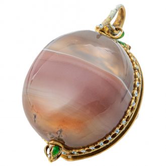 Swiss 22K gold, enamel and agate pendant watch Circa 1630