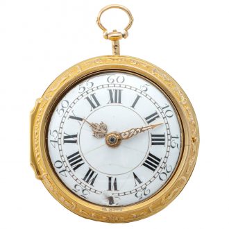 Fine English 20 carat gold repoussé pocket watch Circa 1780