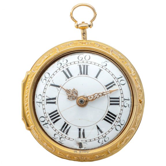 Fine English 20 carat gold repoussé pocket watch Circa 1780