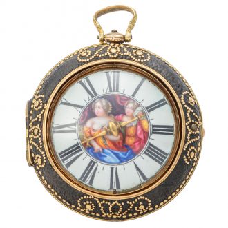 Exceptional Swiss gold and enamel pendant watch Circa 1695