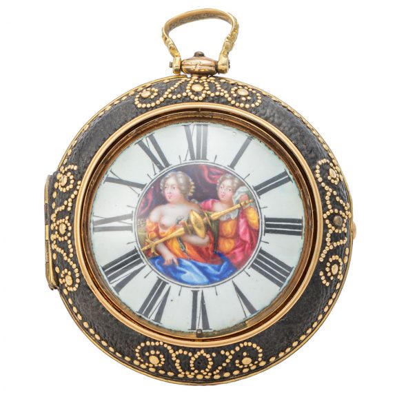 Exceptional Swiss gold and enamel pendant watch Circa 1695