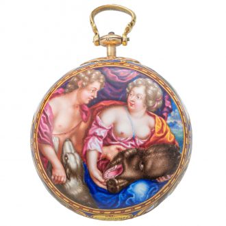 Exceptional Swiss gold and enamel pendant watch Circa 1695