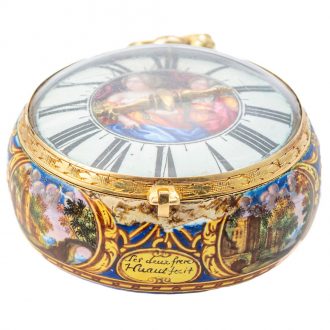 Exceptional Swiss gold and enamel pendant watch Circa 1695