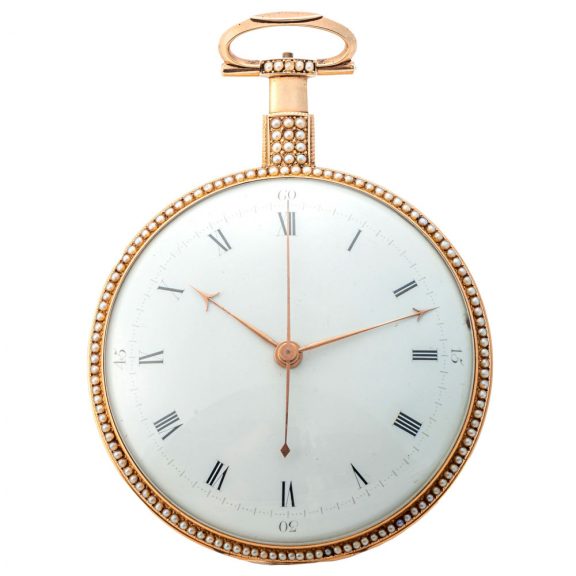English gold decorative duplex pocket watch Circa 1805 English gold decorative duplex pocket watch Circa 1805