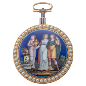 Swiss gold and enamel pearl set pocket watch Circa 1790