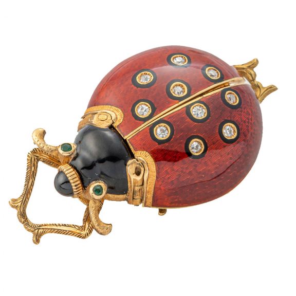 Swiss gold form watch in the shape of a ladybug Circa 1880 Swiss gold form watch in the shape of a ladybug Circa 1880