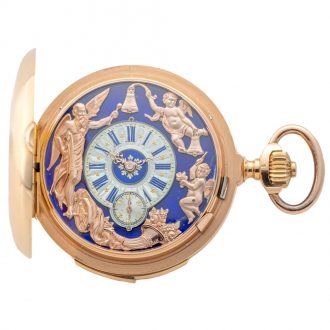 Fine Swiss gold minute repeating keyless pocket watch Circa 1900