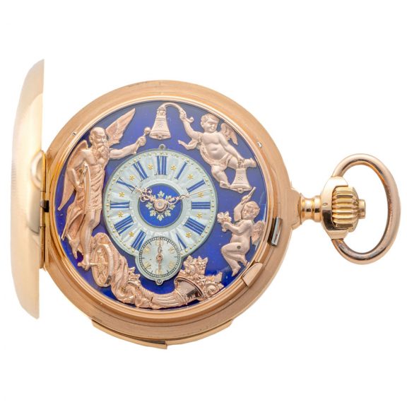 Fine Swiss gold minute repeating keyless pocket watch Circa 1900