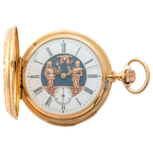 Swiss gold quarter repeating automaton watch Circa 1890