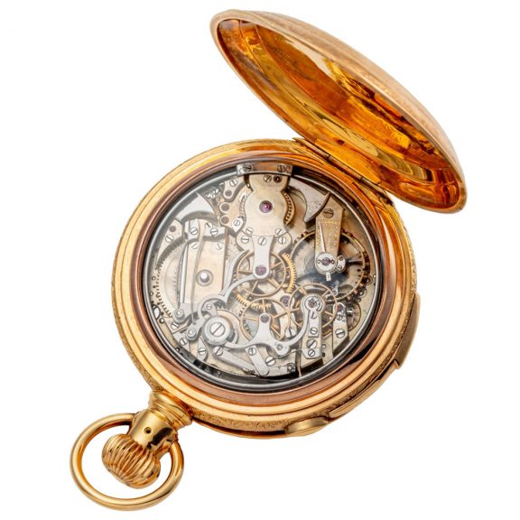 Swiss 14 carat gold full hunter lever pocket watch Circa 1900