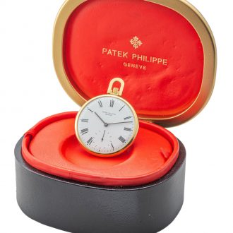 Swiss yellow gold open faced lever pocket watch Circa 1980