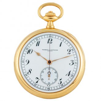 Swiss 18K yellow gold open faced chronograph Circa 1915