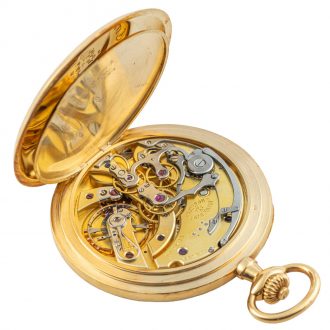 Swiss 18K yellow gold open faced chronograph Circa 1915