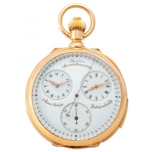 Swiss gold two time zone keyless pocket watch Circa 1890