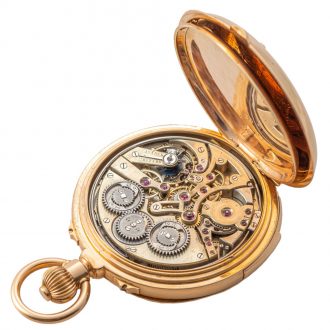 Swiss gold two time zone keyless pocket watch Circa 1890