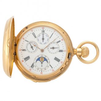 French gold minute repeating keyless pocket watch Circa 1890
