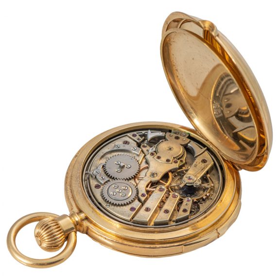 French gold minute repeating keyless pocket watch Circa 1890 French gold minute repeating keyless pocket watch Circa 1890