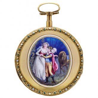 Decorative Swiss gold and enamel pocket watch Circa 1790