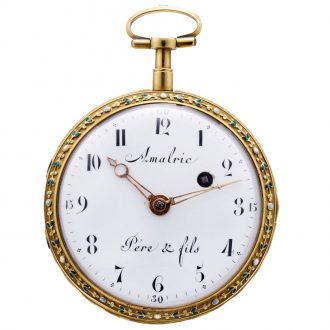 Decorative Swiss gold and enamel pocket watch Circa 1790