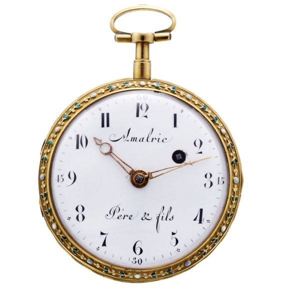Decorative Swiss gold and enamel pocket watch Circa 1790 Decorative Swiss gold and enamel pocket watch Circa 1790
