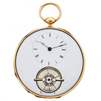Swiss gold duplex pocket watch with visible balance Circa 1840