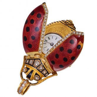 French gold form watch in the shape of lady beetle Circa 1870