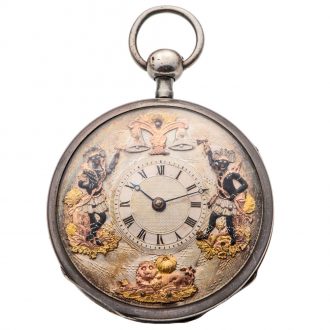 French silver watch with Jacquemart figure automaton Circa 1800