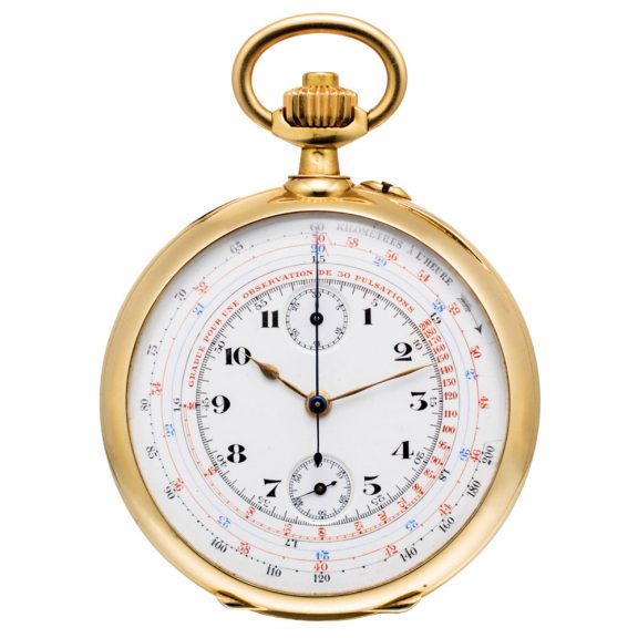 French gold watch with tachy- and pulsometer scales Circa 1920