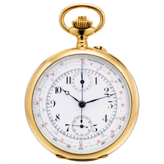 French yellow gold complicated pocket chronograph Circa 1920