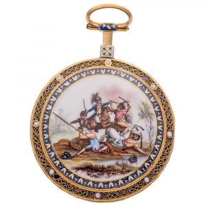Decorative French gold and enamel pocket watch Circa 1790