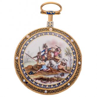 Decorative French gold and enamel pocket watch Circa 1790