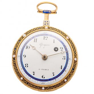Decorative French gold and enamel pocket watch Circa 1790