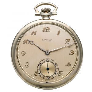 Swiss white gold open faced keyless dress watch Circa 1918