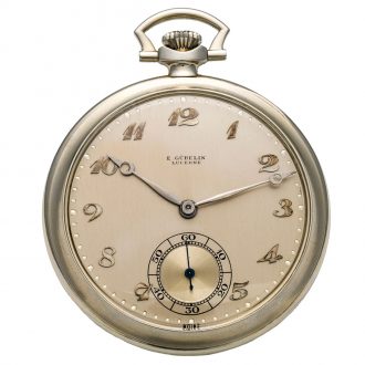 Swiss white gold open faced keyless dress watch Circa 1918