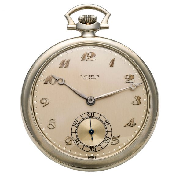 Swiss white gold open faced keyless dress watch Circa 1918