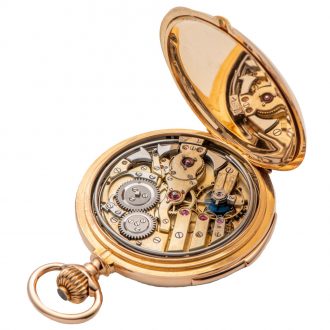 Swiss 18K gold minute repeating carillon pocket watch Circa 1900