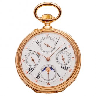 Swiss 18K pink gold complicated lever pocket watch Circa 1880