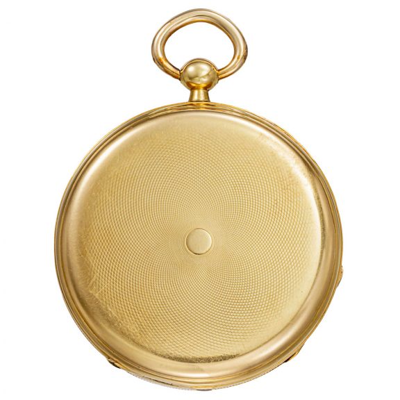 Slim Swiss gold duplex keywinding pocket watch Circa 1855 Slim Swiss gold duplex keywinding pocket watch Circa 1855