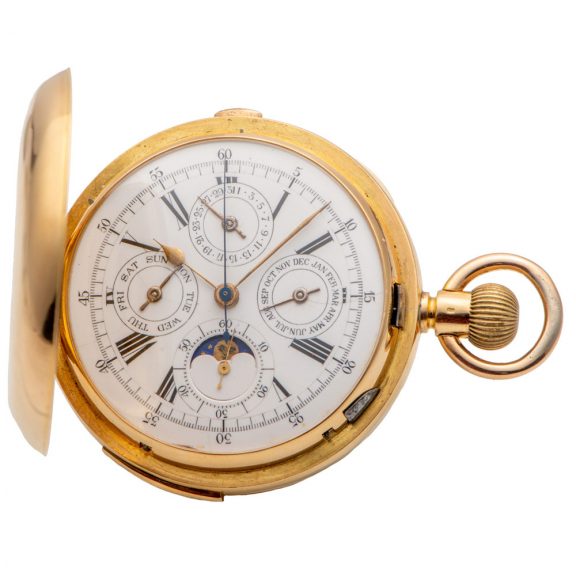 Swiss 18K gold repeater with six horological complications Circa 1895