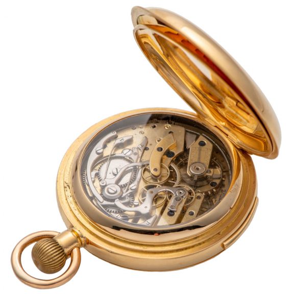 Swiss 18K gold repeater with six horological complications Circa 1895 Swiss 18K gold repeater with six horological complications Circa 1895