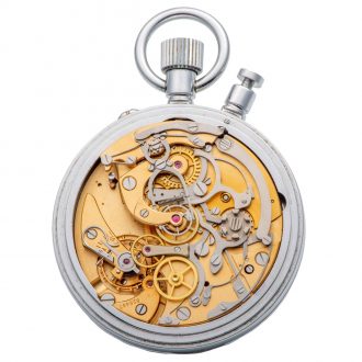 Oversized Swiss chromium-plated pocket watch Circa 1960